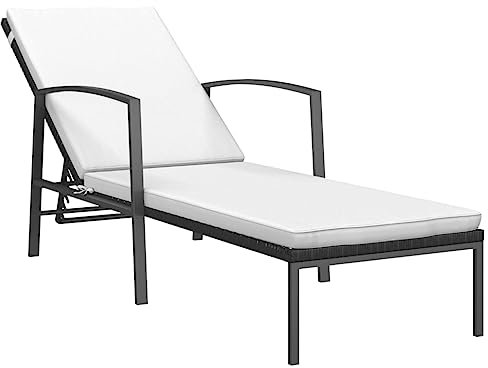 vidaXL Sonnenliege mit Auflage Poly Rattan Schwarz
