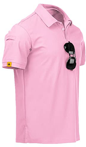 JACKETOWN Poloshirts Herren Kurzarm Atmungsaktives Schnelltrocknend Poloshirts Männer Sommer Knopfleiste T-Shirts Männer Casual Sport Shirt Basic Regular Fit Golf Polohemd(Pink-XL)