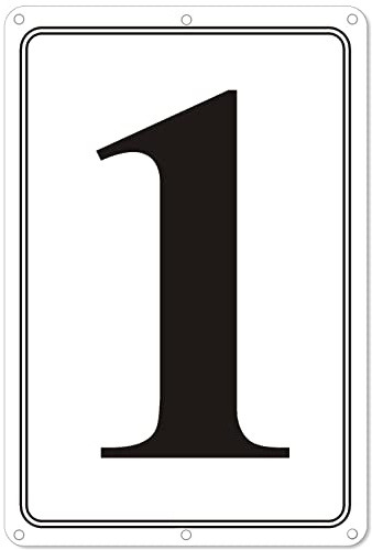 i-CowFun Premium Aluminum Number Signs 1, Metal 12 X 8 Numbered Signs Outdoor for Parking Lots, Floor, Dock, Court, Aisle, Field, High Visibility, No Fade, Weather-resistant