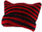 JERZO Katze Ohr Beanie Hut Häkeln Beanie für Frauen,gestreifte Häkeln Katze Beanie,Winter Warm Entzückende Y2k Zubehör (red and Black)