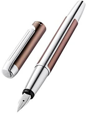 Pelikan Füllhalter Pura P40, Mokka, Feder M (mittel), hochwertiger Patronenfüller im Geschenk-Etui, 822794