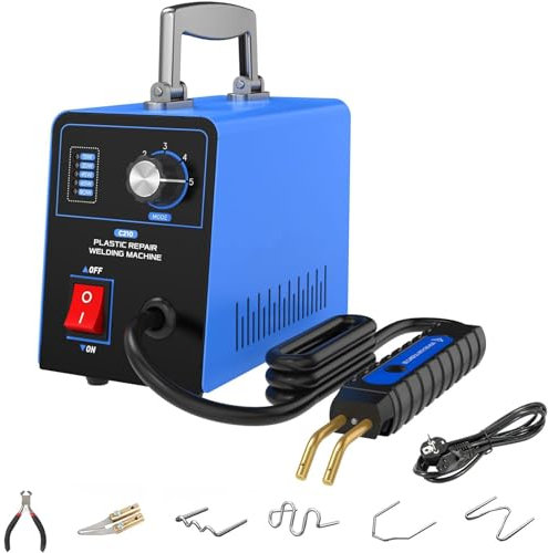 MOTOCOCHE 220V Soldador Plastico Coche Kit 15W 35W 45W 65W 80W Ajustable Máquina Soldadura Plástico Hot Stapler con 600 Grapas para Mayoría Reparaciones Plástico