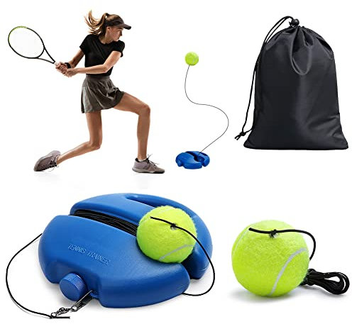 EUBSWA Tennis Trainer Rund mit 2 Tennisbällen, Draußen Tennis Einzeltraining Innovative Ballspiel für Kinder Erwachsene im Garten Park