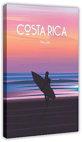 KOURT Vintage-Reiseposter Costa Rica, Leinwand, Poster, Schlafzimmer, Dekoration, Sport, Landschaft, Büro, Raumdekoration, Geschenkrahmen: 50 x 75 cm