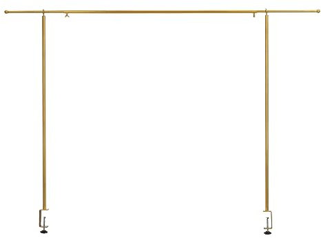 Supernic Tall Over The Table Rod Stand with Clamps Adjustable 135-250cm Gold Metal Table Arch Stand Table Clamp Stand Hanging Rail Party Stands for Decorations Wedding Anniversary (Gold)