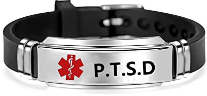 NanMuc Medizinisches Notfall-ID-Armband, Erste-Hilfe-Lasergravur, Gesundheitswarnung, verstellbares Silikon-Armband, 8.2 inches, Silikon, Silikon