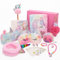 BTHRORO Licorne Cadeau Fille, Licorne Journal Bijoux Set Masque Sac à Main Trousse en Peluche Porte-clés Autocollants Noël Anniversaire Cadeau Thème Licorne pour Enfants
