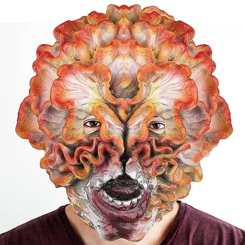 Farango Clicker-Maske Last Us Halloween Kopfmaske Spiel Clickers Vollkopf Latexmaske Pilzstil Gruselige Horrible Overhead Maske für Erwachsene