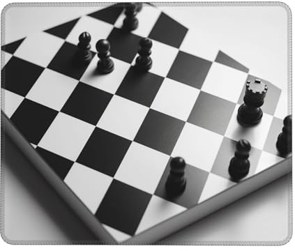 Tapis de souris carré antidérapant pour bureau Motif damier Noir/blanc 20 x 20 cm