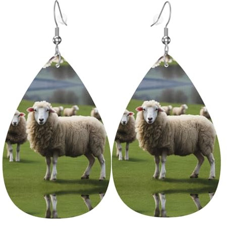 Ohrringe mit Schaf- und Lämmermuster, 2 Stück, stilvoll und schön, leicht, baumelnd für Damen und Mädchen, Einheitsgröße, Leder