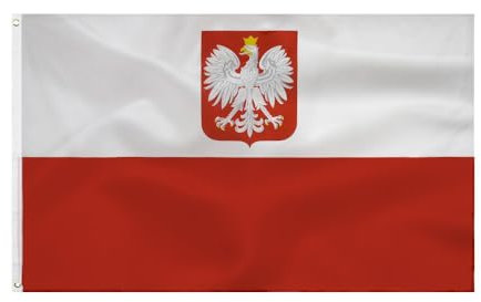 Flaga Polska Drapeau polonais avec aigle 90 x 150 cm - Drapeau polonais en polyester - Couleurs vives avec œillets en laiton Polish flag
