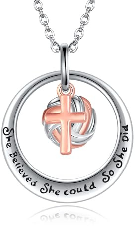 JERWLI Volleybal Halskette S925 Sterling Silber Volleyball Cross Halskette Volleybal Sport Schmuck Geschenke für Frauen Damen Volleyball Liebhaber