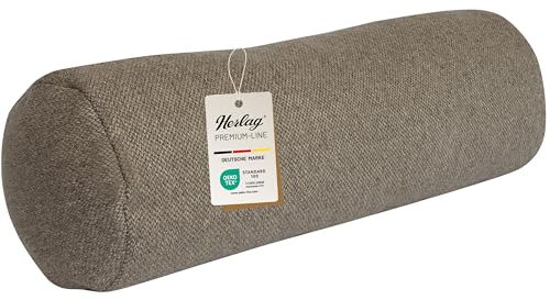 Herlag Nackenrolle | Extra Lange Kissenrolle für Sofa & Bett | Bequeme Körperstütze für Knie oder Nacken | Beinrolle für Seitenschläfer | Abnehmbarer Bezug Waschbar | Öko Tex 100 | Taupe 65 x 20 cm