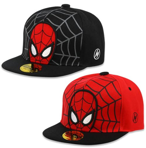 2 Stück Spider Baseball Cap für Kinder - Cartoon Basecap Jungen, Snapback Kappe, Schildkappe Alter 2-8 Jahre