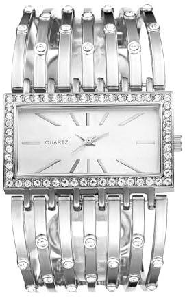 Avaner Uhren Damen Rechteckige Armbanduhr: Glänzende Zifferblätter Großes Zifferblatt Diamant Uhr mit Breites Armband Analoger Quarz Uhr Verstellbare Schnalle Damenuhr als Geschenke