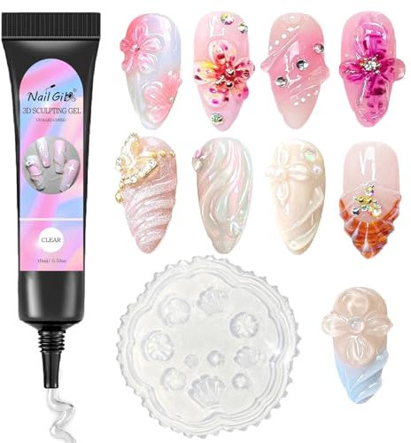 3D Skulptur Gel Nail Art - Klares Multifunktionell Rhinestone Glue Gel für Nageldesign Carving Painting DIY Sculpting Nagelmodellage Hause