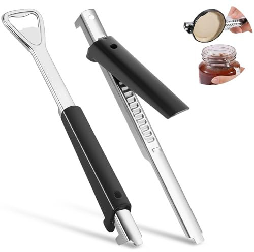 2 Stück Müheloser Arthritis Glasöffner, Effortless Arthritis Jar Opener Flaschenöffner für Senioren Multifunktionaler Arbeitssparender Dosenöffner und Deckelöffner aus Edelstahl
