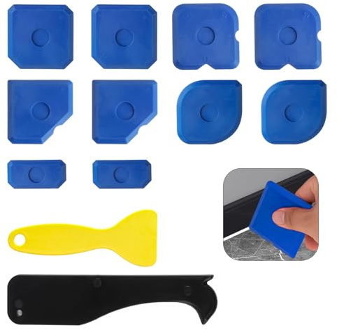 12 Pcs Silicone Caulking Tool Kit Set Sealant Smoother for Bathroom Kitchen | Silicone, Multi-Tool Set, Caulk Finishing Profiling Kit, Smoothing Remover, Sink Joint