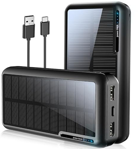 Solar Power Bank 30000mAh,Solar Panel Power Bank Comes with 3 Outputs and 2 Inputs,Powerbank Fast Charging Qc22.5 and Pd Usb C 20w for Cell Phones, Tablets,Camping,Travel,Outdoor