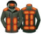 TOVCHEI Beheizte Jacke Für Männer Frauen wasserdichte Softshell-Jacke 3-In-1 Heizjacke Mit Abnehmbarem Fleecemantel Und Kapuze,Grün,L