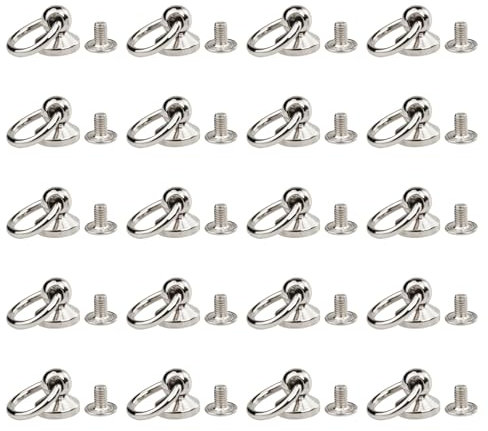 20 Stück O-Ring Studs Nieten, Messingbolzen Nieten D Ringnieten Nagel mit Schraubverschluss Leder Nieten Set, Pull Ring Schnalle Nippel Nagel Montage Schraube für Geldbörse Brieftasche Handtasche Fall