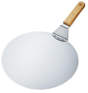 YUCHUANGYE Pala Pizza Pala for Pizza Herramientas de repostería Accesorios Pala for Pizza Espátula Redonda de Acero Inoxidable Antiadherente con Mango de Madera de Roble Palas para Pizzas(Big)