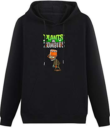 Huachenyu Retro Plants Vs. Zombies Men's Black Hoodies Unisex Pullover Sweatshirts 3XL