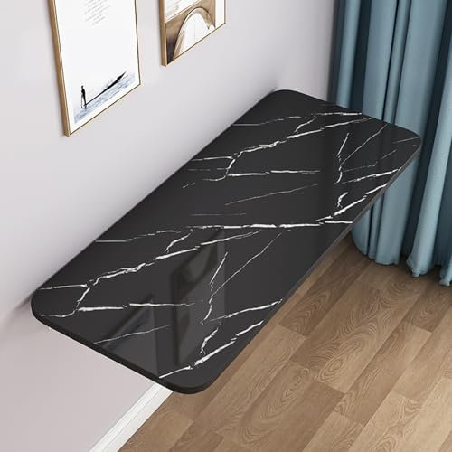 Klappbarer Tisch zur Wandmontage, für kleine Räume, schwarz, 60 x 30 cm, ideal für Bar, Computer, Laptop