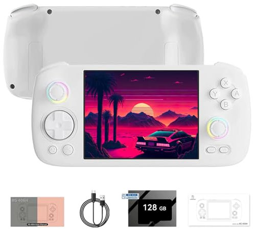 NULA RG406H - Console da gioco portatile retrò con scheda TF da 128 GB, 4000+ giochi, touch screen da 4 pollici, 5000 mAh, Android 13 Unisoc T820, processore retrò emulatore videogioco