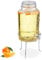 Relaxdays Dispensador Bebidas con Soporte, Recipiente Limonada 5 L, Grifo, Cierre de Pinza, Cristal, Transparente
