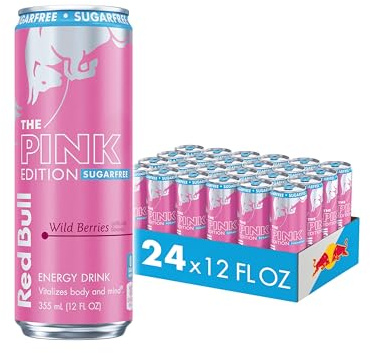 Red Bull Pink Edition Zuckerfreies Energy Drink, Wilde Beeren, 355 ml, Box mit 24 Dosen, mit 114 mg Koffein, Taurin & B-Vitaminen