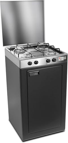 CFParker Cuisinière à gaz Gpl avec soupape de sécurité 4 feux en acier inoxydable avec meuble porte-bouteille Gris Graphite Made in Italy - 541ACCGPS