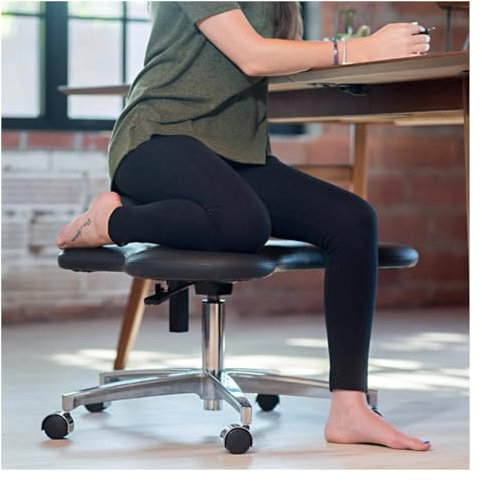Stuhl mit gekreuzten Beinen, Kniestuhl Schwarzer Stuhl mit gekreuzten Beinen, Kniestuhl aus Kunstleder, ergonomischer, haltungskorrigierender Sitz, sitzender, kniender, hockender Stuhl, armloser