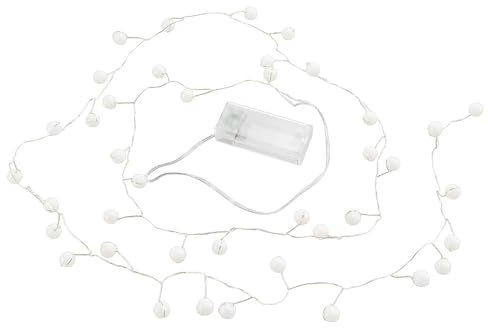 Ideen mit Herz LED-Drahtlichterkette | mit weißen Perlen | 40 LEDs | warmweiß | 180 cm lang | batteriebetrieben | inkl. Timer-Funktion