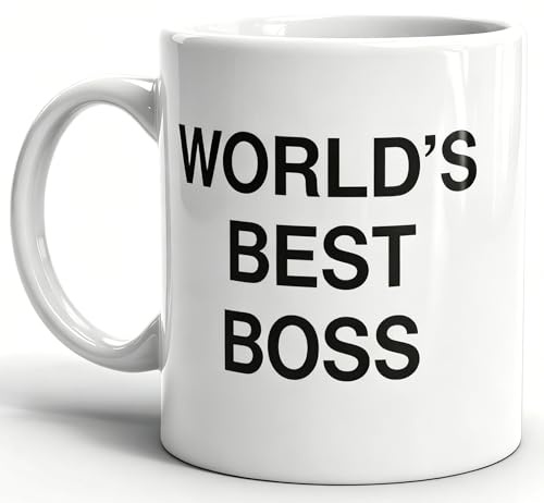 Taza de café con texto en inglés World's Best Boss, taza de café de 325 ml, taza divertida y única, regalo para oficina, hombres, mujeres, jefes, compañeros de trabajo (11 onzas)