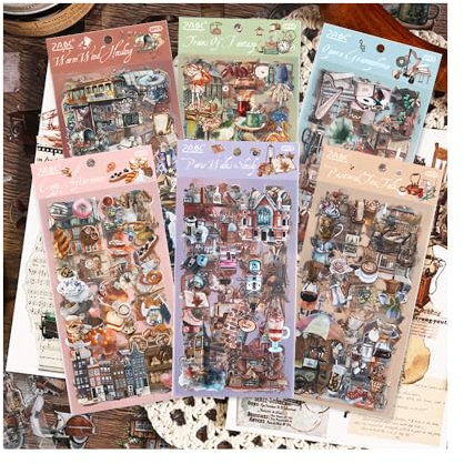 GIDWRIY 36 Stück Erwachsene Sticker Journaling,Vintage Sticker Scrapbook Aufkleber Tagebuch,Kreativ Stickers für Handyhülle Aesthetic,Ästhetische Aufkleber Bullet Journal,Retro Stickers Set Fotoalbum