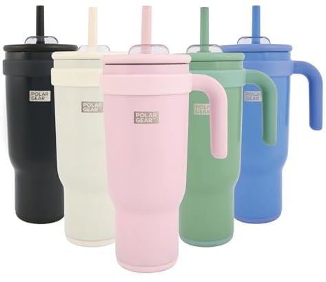 Polar Gear Stainless Steel Water Bottle with Straw - 1.1L Double Wall Insulated Tumbler with Straw and Lid - BPA- Free Leakproof Water Flask - Drinks Bottle Keeps Drinks Hot or Cold for Hours