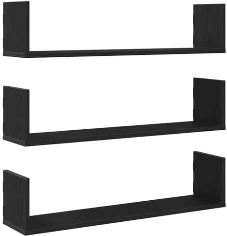 vidaXL Wall Shelves 3 pcs Black Oak 80x18x18 cm Engineered Wood