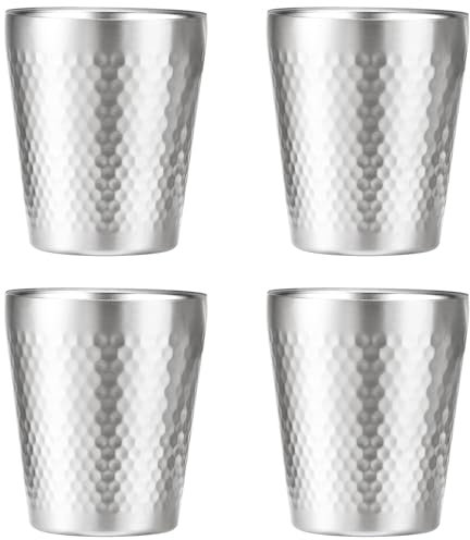 OYIWINMI 4 Stück Edelstahlbecher, 175ml Edelstahl Becher, Stapelbar Metallbecher Ohne Henkel, Trinkbecher für Camping Picknick, Reisebecher bruchsicher und BPA-frei für Outdoor Urlaub