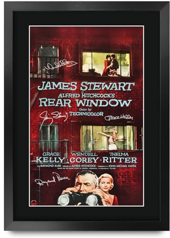 HWC Trading Rear Window (1954) James Stewart Geschenke Geduckter Poster Signiertes Autogramm Foto für Fans von Film Memorabilien - A3 Gerahmt
