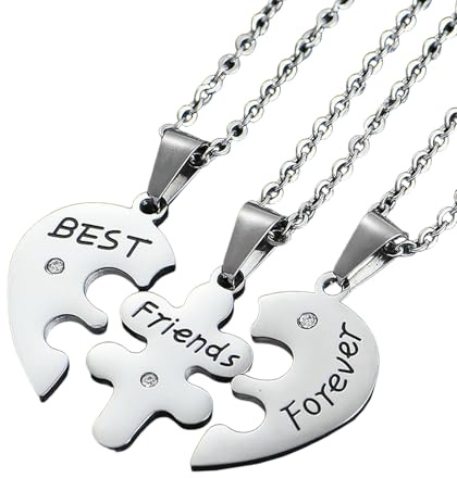 HUANGBONIG Ladies stainless steel jigsaw puzzle love pendant exquisite diamond jewelry-silver pendant