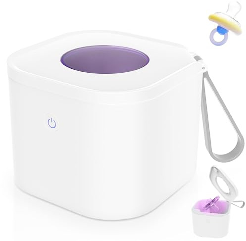 Portable Schnuller Sterilisator, UV-Sterilisation Box für Schnuller 99.99% Sterilisation in 3 Minuten, Baby Sterilisator 70x Nutzung pro Ladung, USB Aufladbar Baby-Schnuller-Sterilisator für Unterwegs
