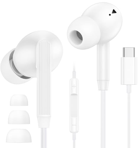 Kopfhörer USB C mit Kabel für Samsmung Galaxy S25 Ultra S24 S23 FE S22 S21 A16 A17 A35 A36 A54 A55 A56 5G, In-Ear Headset Kopfhörer mit Mikrofon Ohrhörer USB Typ C für iPhone 17 Air 16 15 Pro Max Plus