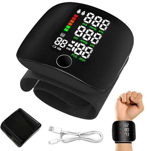 Blood Pressure Monitor, Digital Handgelenk Blutdruckmessgerät mit Lcd-Bildschirm, 99x2 Lesespeicher, Automatische Sprachausgabe, Automatische Blutdruck Messgerät, Verstellbare Handgelenkmanschette