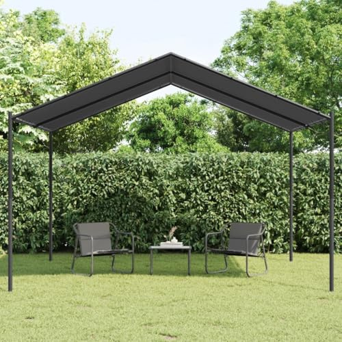 Gartenpavillon Anthrazit 4x4 m, Stahlrahmen, Polyestergewebe mit PA-Beschichtung, wasserabweisend, UV-beständig, für Terrasse, Garten, Familienfeiern, geräumiges Outdoor-Baldachinzelt