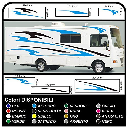 Camper Aufkleber Sticker Vinyl Wohnmobil Grafiken Streifen Set RV Camper Van Caravan Reisemobil - Grafik 01- KIT Aufkleber Wohnmobil-TOP Qualität Stickers Decals (EINE ANDERE Color (Kontakt))