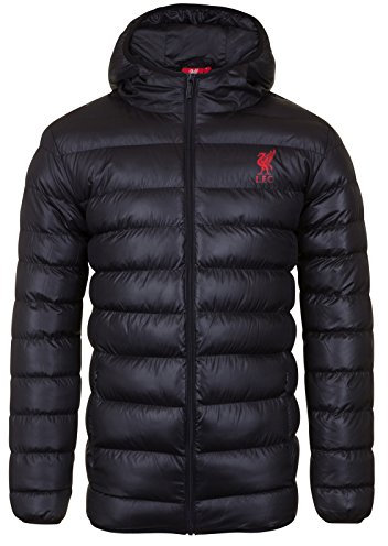 Liverpool FC - Herren Winter-Steppjacke mit Kapuze - Offizielles Merchandise - Geschenk für Fußballfans - Schwarz - 3XL