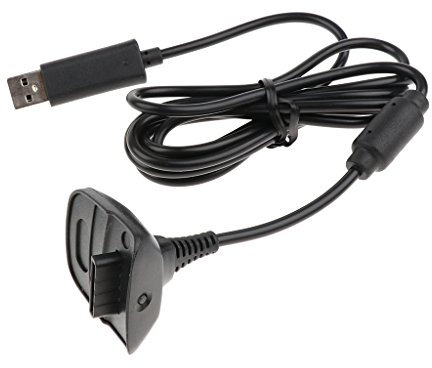 D DOLITY Cavo di Ricarica Batteria Connettore per Microsoft Xbox 360 Joystick - Nero - Nero