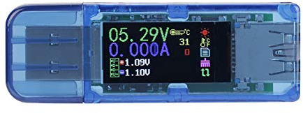 USB-Multimeter, AT34 USB 3.0-Farb-LCD-Voltmeter-Amperemeter-Stromzähler-Ladegerät mit IPS-Farbdisplay