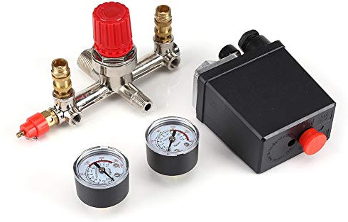 Vanne De Pression Compresseur Limiteur De Pression, Commutateur De Pression Gauge Double Sécurité Compresseur Vanne De Pression Vanne De Régulation De Pression Avec 90-120 Psi Régulateur De Pression